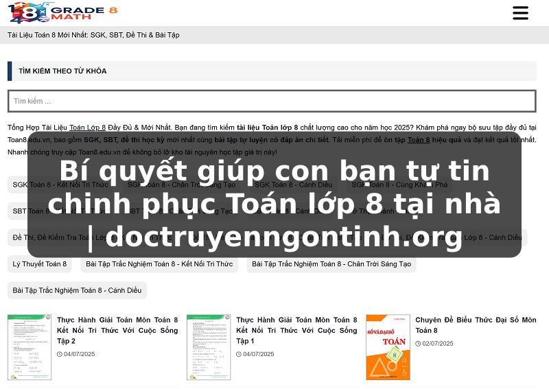 Truyện Tranh Bí quyết giúp con bạn tự tin chinh phục Toán lớp 8 tại nhà | doctruyenngontinh.org