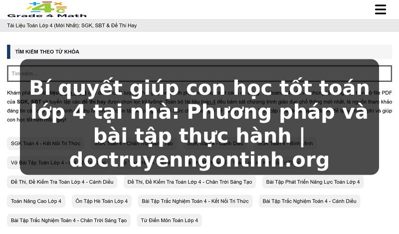 Truyện Tranh Bí quyết giúp con học tốt toán lớp 4 tại nhà: Phương pháp và bài tập thực hành | doctruyenngontinh.org