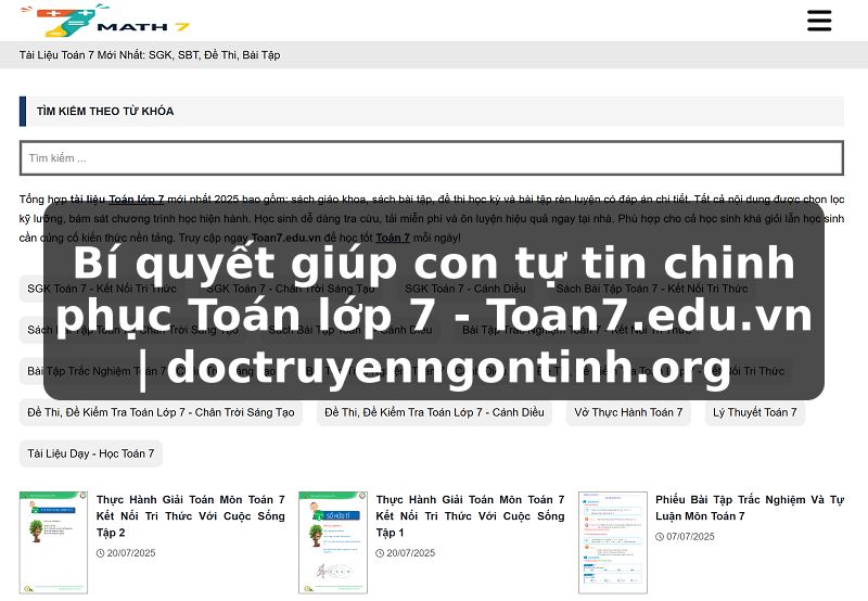 Truyện Tranh Bí quyết giúp con tự tin chinh phục Toán lớp 7 - Toan7.edu.vn | doctruyenngontinh.org