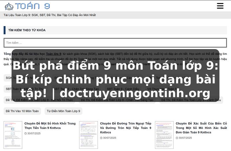 Truyện Tranh Bứt phá điểm 9 môn Toán lớp 9: Bí kíp chinh phục mọi dạng bài tập! | doctruyenngontinh.org