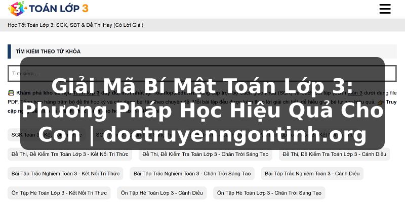 Truyện Tranh Giải Mã Bí Mật Toán Lớp 3: Phương Pháp Học Hiệu Quả Cho Con | doctruyenngontinh.org