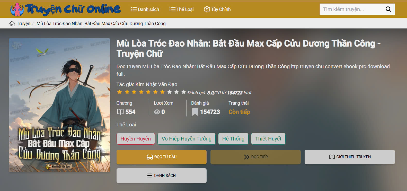 Truyện Tranh Khám phá truyện chữ Mù Lòa Tróc Đao Nhân: Bắt Đầu Max Cấp Cửu Dương Thần Công trên web truyện chữ miễn phí