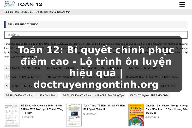 Truyện Tranh Toán 12: Bí quyết chinh phục điểm cao - Lộ trình ôn luyện hiệu quả | doctruyenngontinh.org